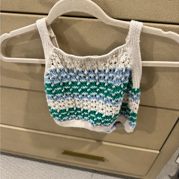Zara Kids Crochet Tank Top - Cream, Blue, Green - Picture 3 of 3